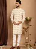 SOJANYA Floral Embroidered Thread Work Pure Cotton Straight Kurta with Churidar