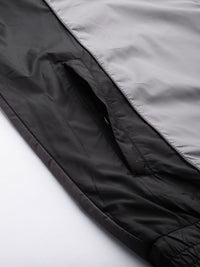 The Indian Garage Co Men Grey & Black Colourblocked Windcheater Jacket