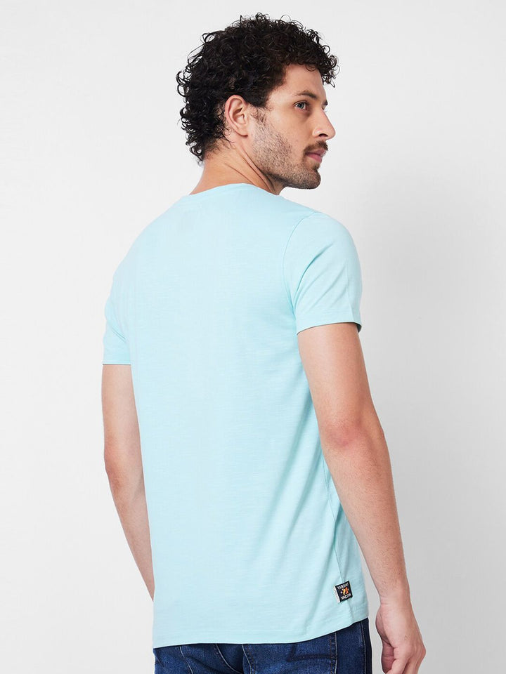 SPYKAR Typography Printed Round Neck Cotton Slim Fit T-shirt