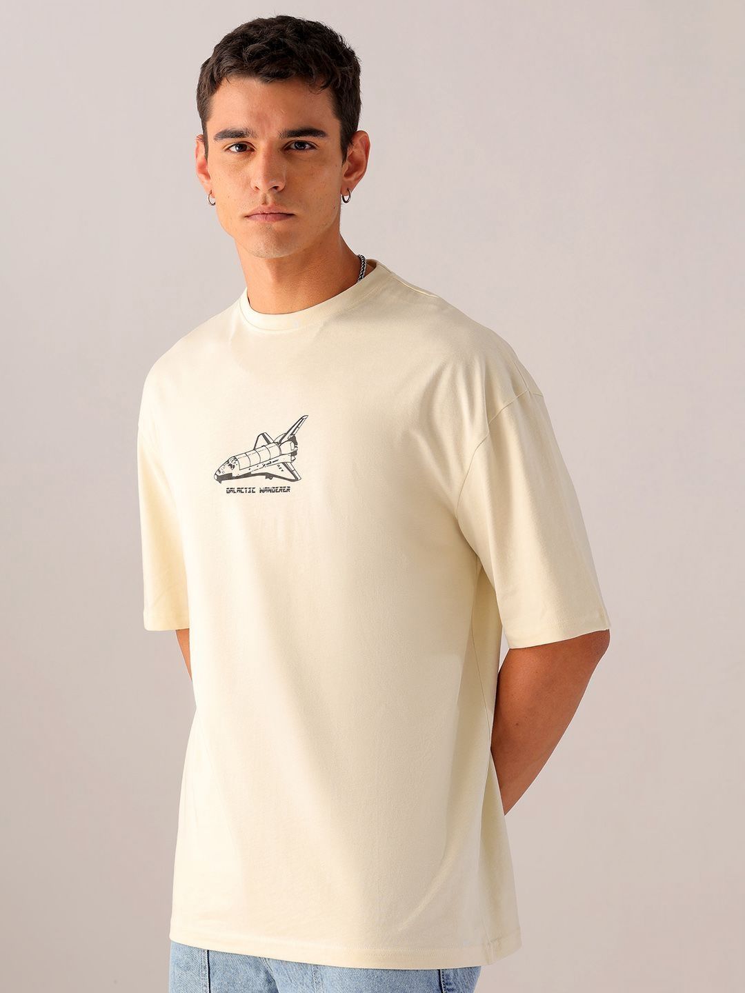 The Indian Garage Co Men Back Printed Oversized Round Neck T-shirt