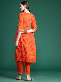 Indo Era Bandhani Embroidered Empire Pure Cotton Kurta with Trousers