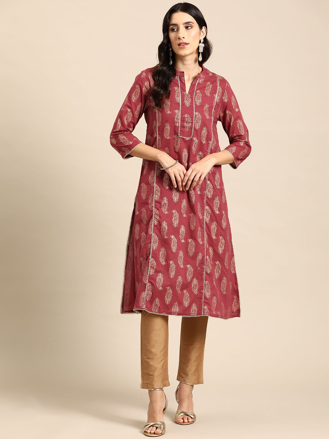 all about you Ethnic Motifs Printed Gotta Patti Kurta