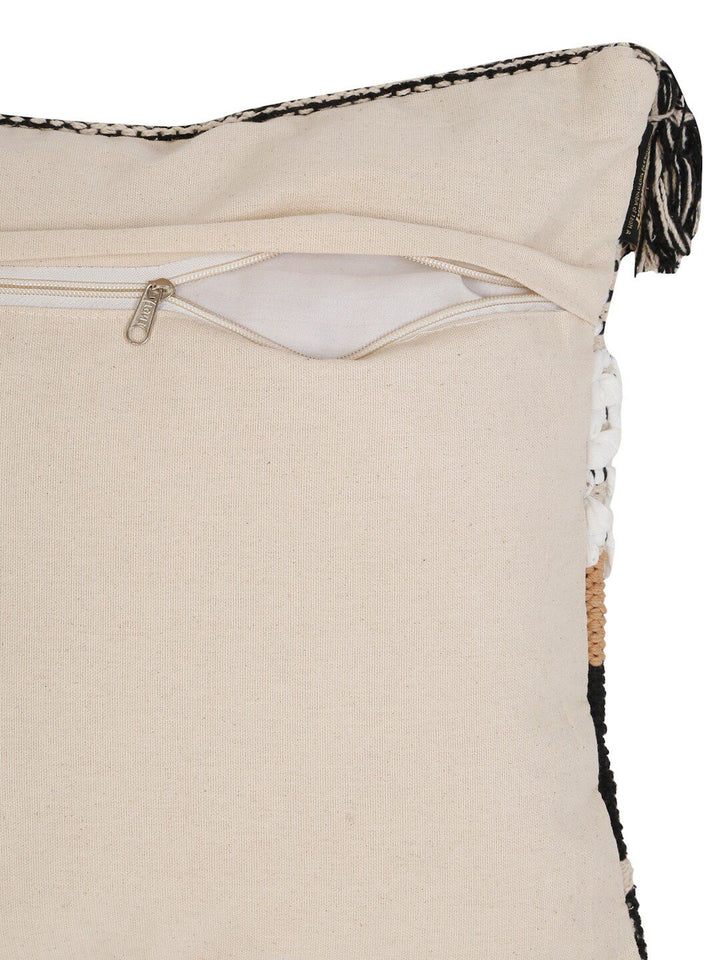 HOSTA HOMES Black & Cream-Coloured Set of 2 Geometric Velvet Square Cushion Covers
