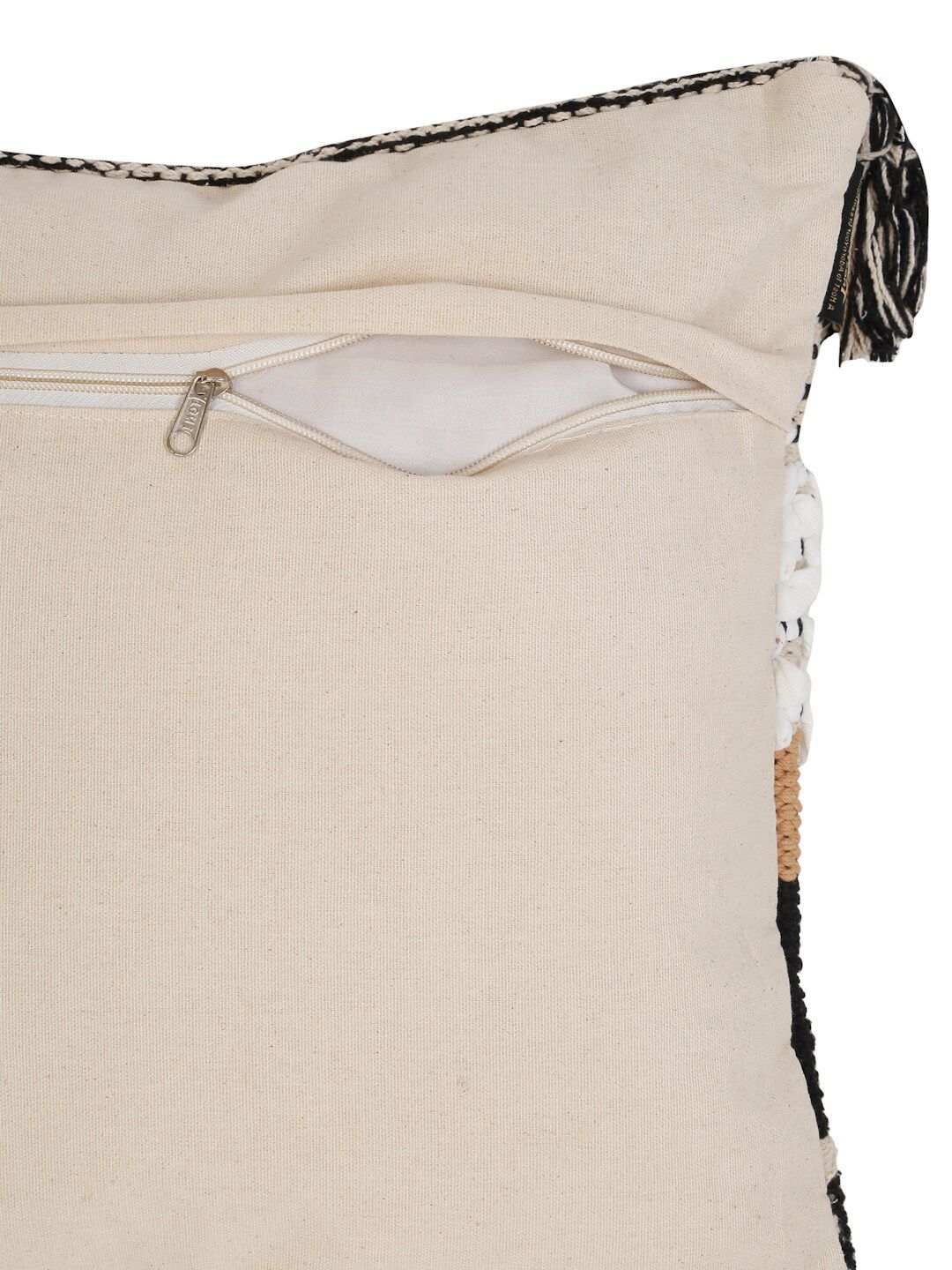 HOSTA HOMES Black & Cream-Coloured Set of 2 Geometric Velvet Square Cushion Covers