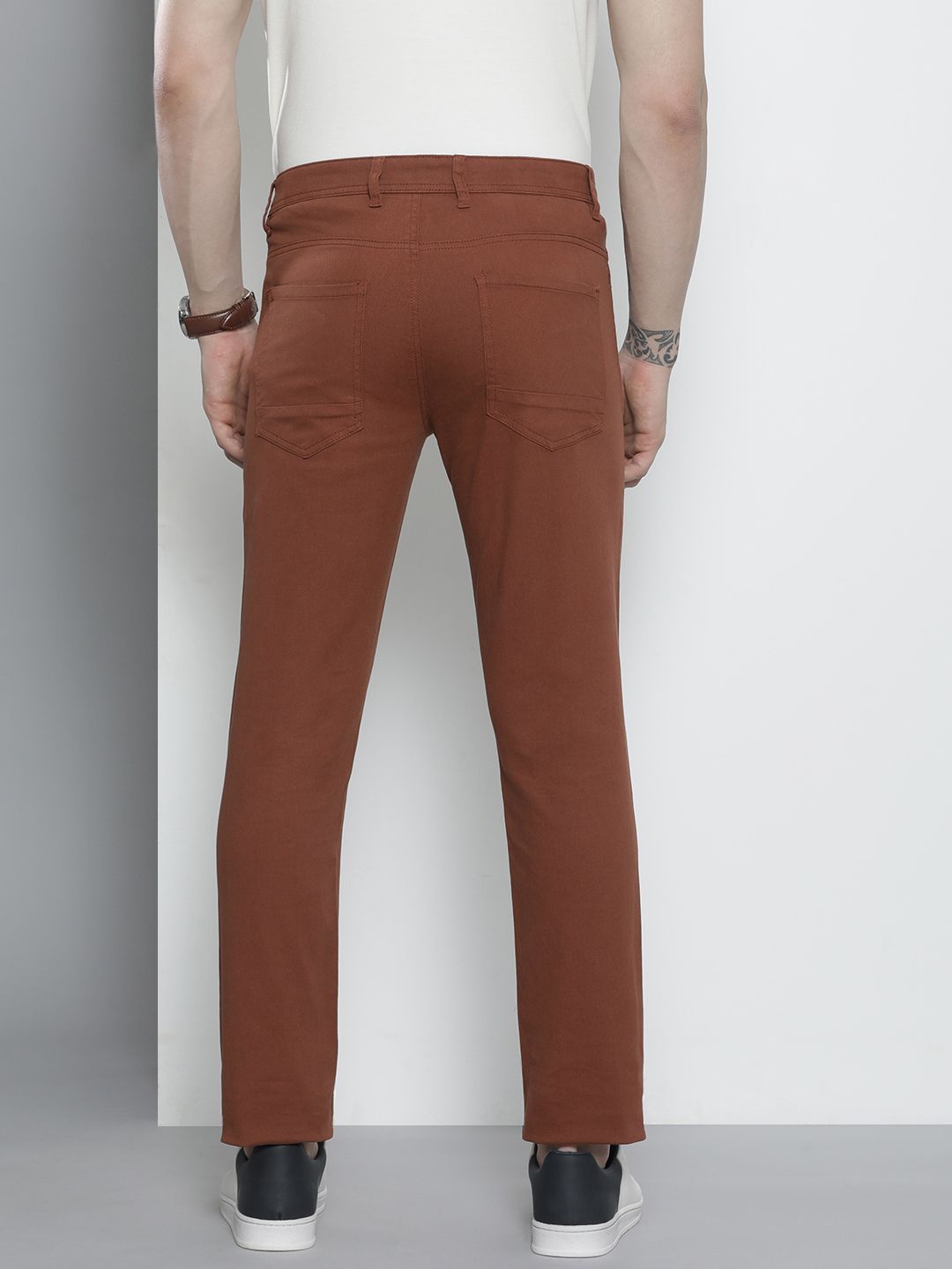 The Indian Garage Co Men Brown Solid Chinos Trousers