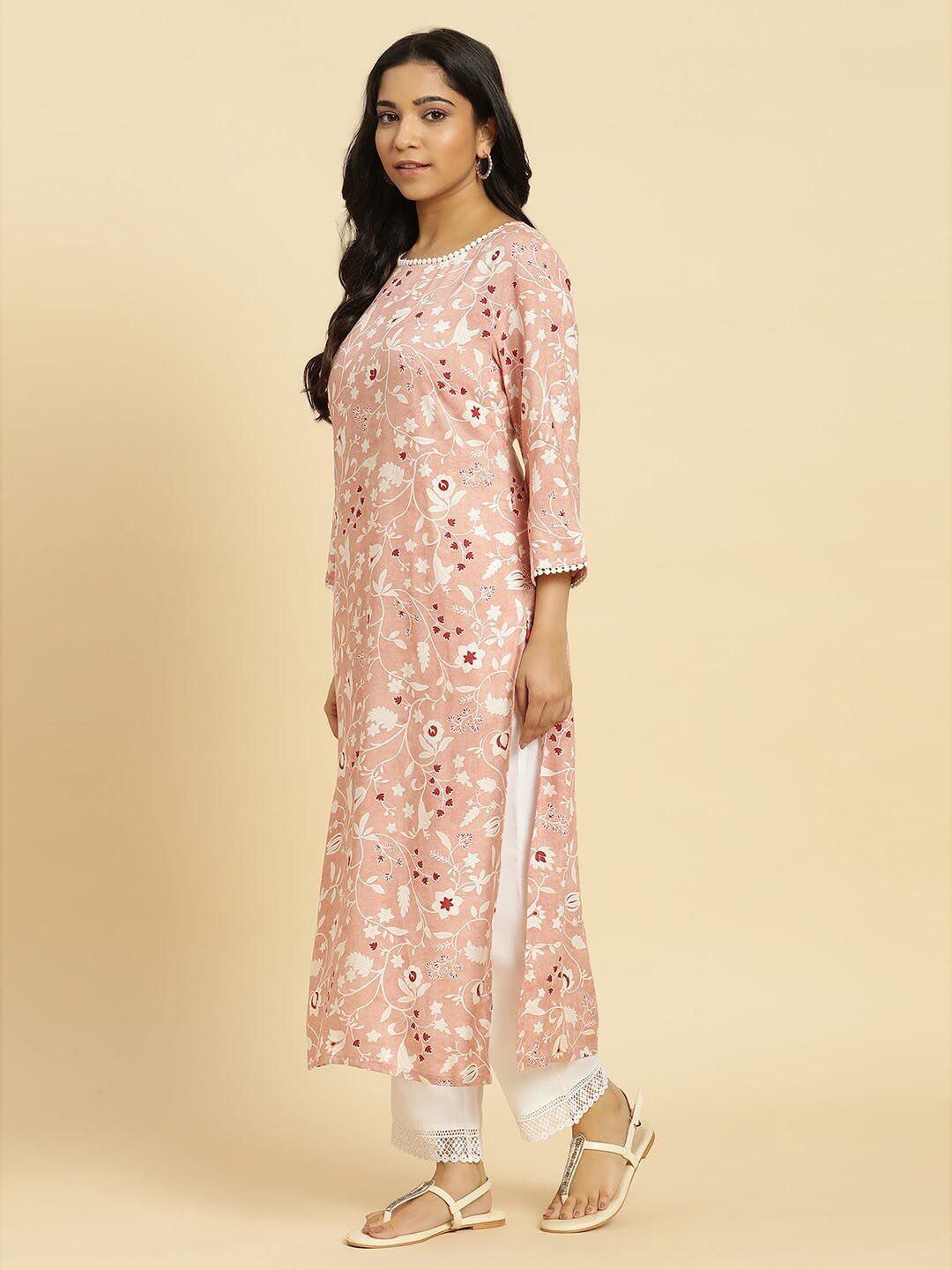 W Floral Printed Straight Kurta