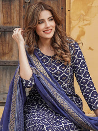 KALINI Printed Gotta Patti Kurta With Trousers & Dupatta