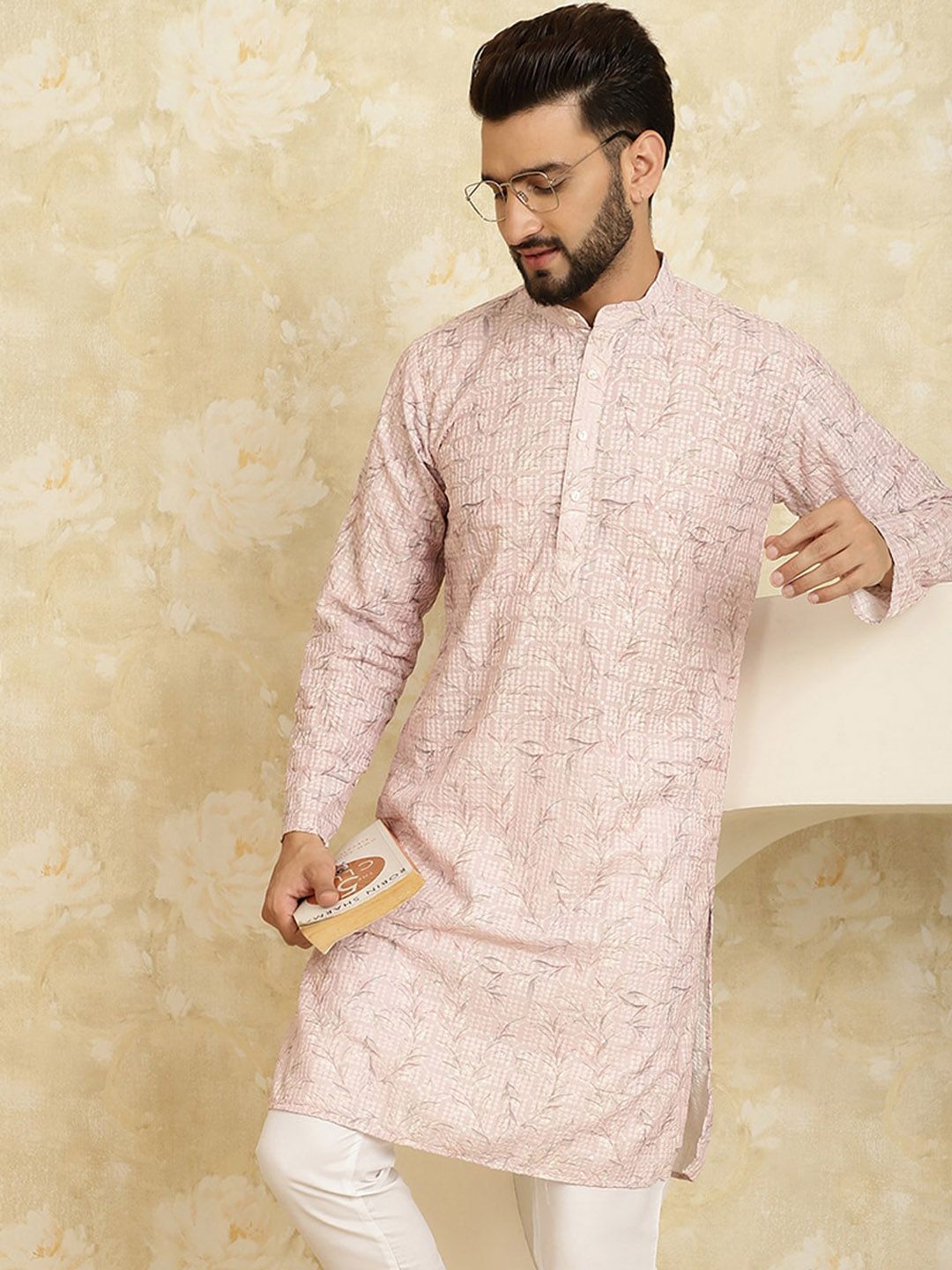 SOJANYA Floral Printed Thread Work Pure Cotton Kurta Biasa