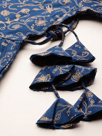Anouk Tie-Up Tassels Detail Foil Print A-Line Midi Ethnic Dress