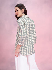 DressBerry Geometric Self-Design Drop-Sleeves Crochet Semi-Sheer Casual Shirt