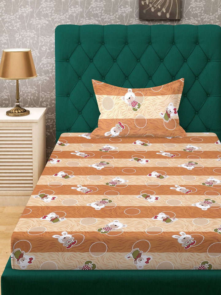 KLOTTHE Mustard Kapas Perbualan 400 TC Dilengkapi Cadar Single Superfine dengan Sarung Bantal-89 x 59 inci