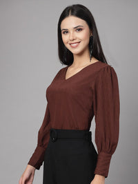 Style Quotient Self Design Cuffed Sleeves Top