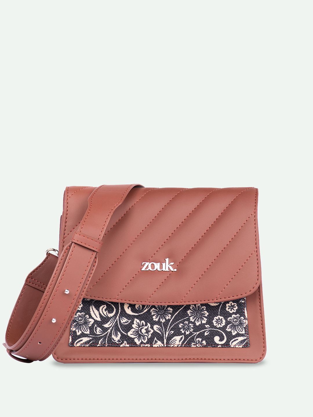 ZOUK Wanita Solid Structured Beg Bahu Tali Selendang boleh tanggal dengan berjumbai