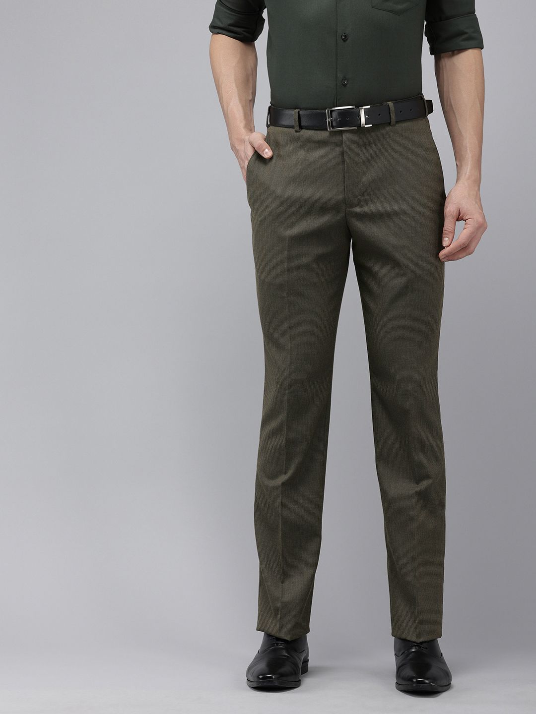 Park Avenue Men Textured Formal Trousers