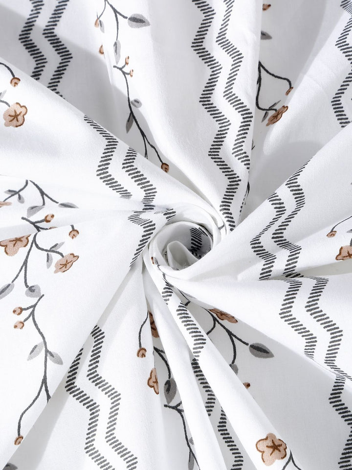 Myntra Elegant Homes White Floral 400 TC Bedsheet with 2 Pillow Covers