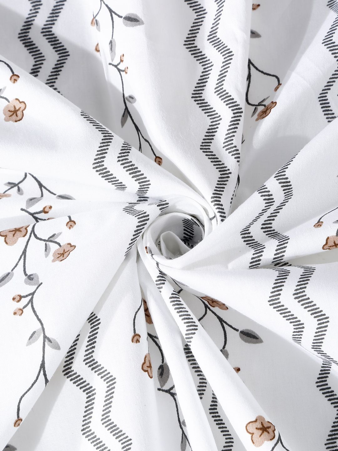 Myntra Elegant Homes White Floral 400 TC Bedsheet with 2 Pillow Covers