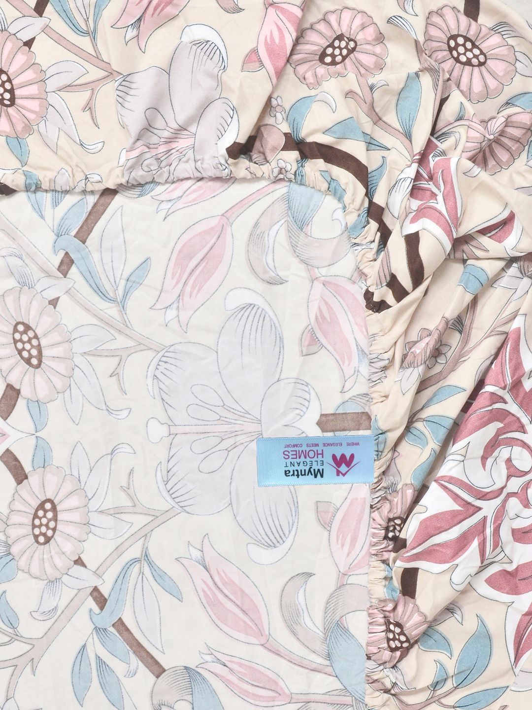 Myntra Elegant Homes Multicoloured Floral 300 TC Bedsheet with 2 Pillow Covers