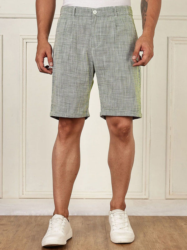 Thomas Scott Men Checked Linen Shorts