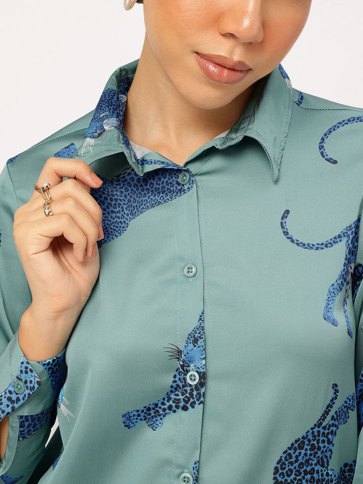DressBerry Jungle Fever Flounce Hem Shirt Style Mini Dress