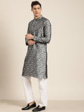 SOJANYA Men Grey Geometric Kurta