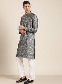 SOJANYA Men Grey Geometric Kurta