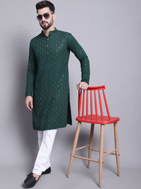 SOJANYA Turutan Sulam Geometrik Kolar Mandarin Kolar Kapas Tulen Kurta