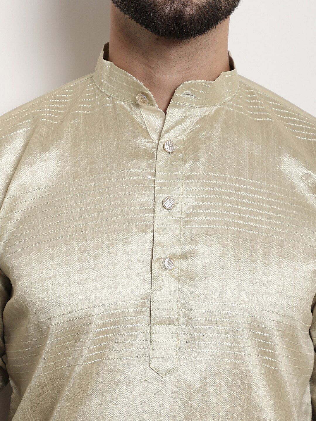 SOJANYA Rekaan Tenunan Kolar Mandarin Silk Cotton Kurta