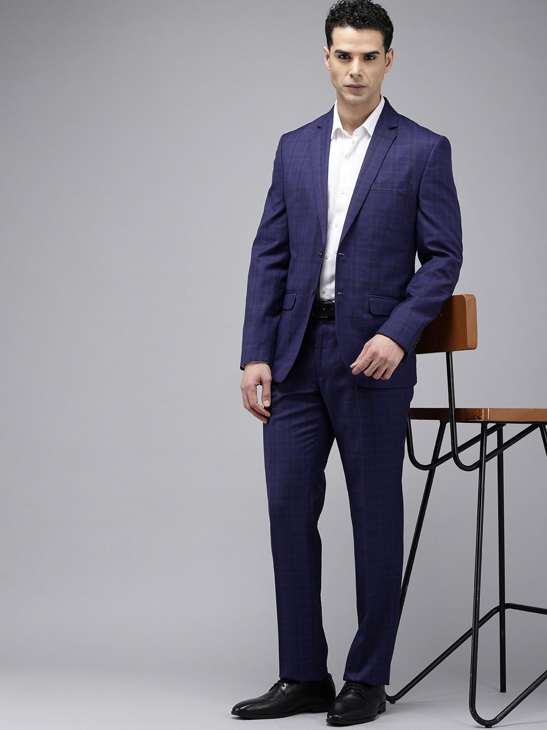 Park Avenue Checked Single Breasted 2 Piece Formal Suits