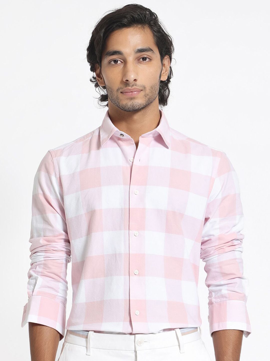 RARE RABBIT Men Byre Slim Fit Checked Cotton Shirt