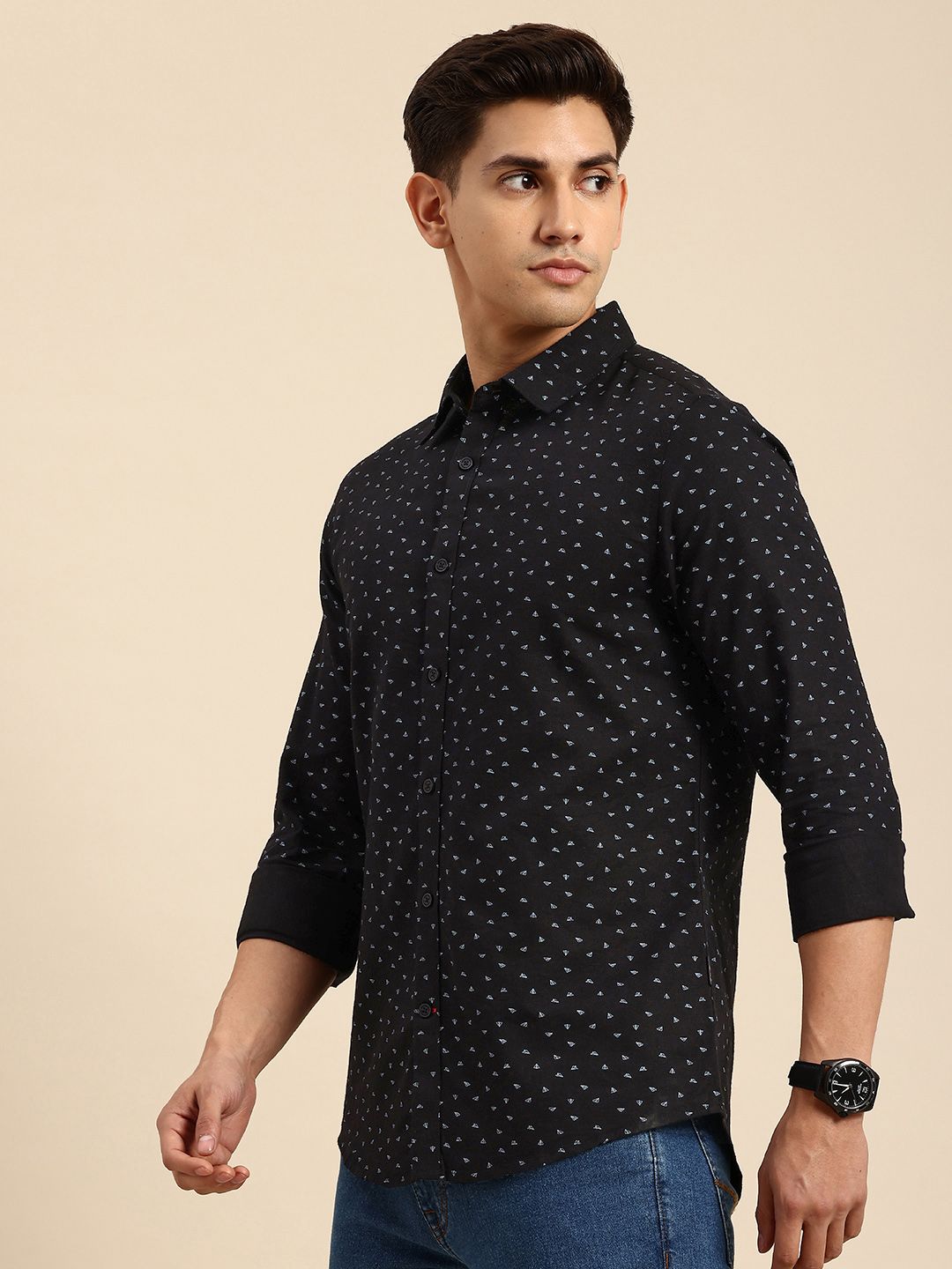 Being Human Slim Fit Geometric Printed Pure Cotton Casual Shirt