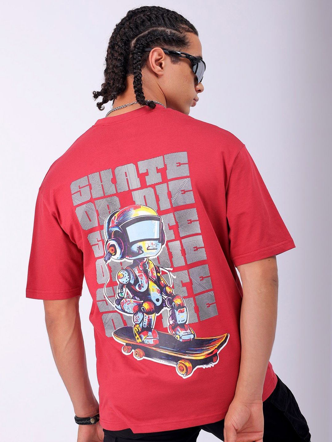 The Indian Garage Co Men Back Printed Boxy Oversized Pure Cotton T-shirt