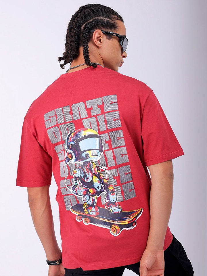 The Indian Garage Co Men Back Printed Boxy Oversized Pure Cotton T-shirt