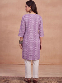 Kurta Bercetak Geometrik Rumah Wanita Chikankari