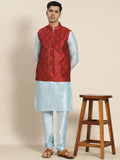 SOJANYA Kurta Biru Lelaki dengan Churidar dengan Jaket Nehru