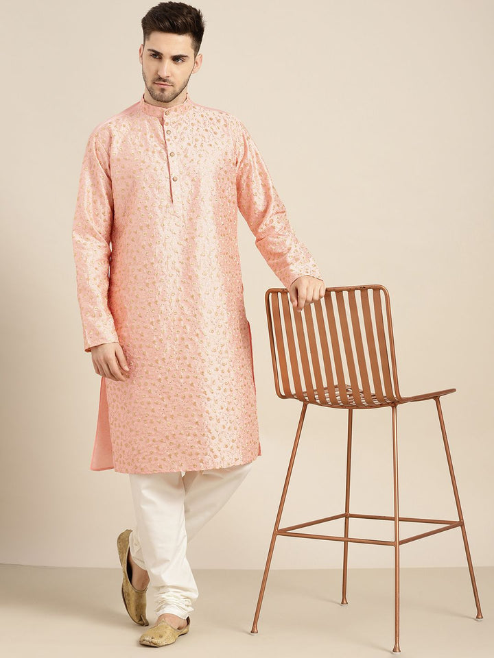 SOJANYA Kurta Lelaki Berwarna Peach & Beige