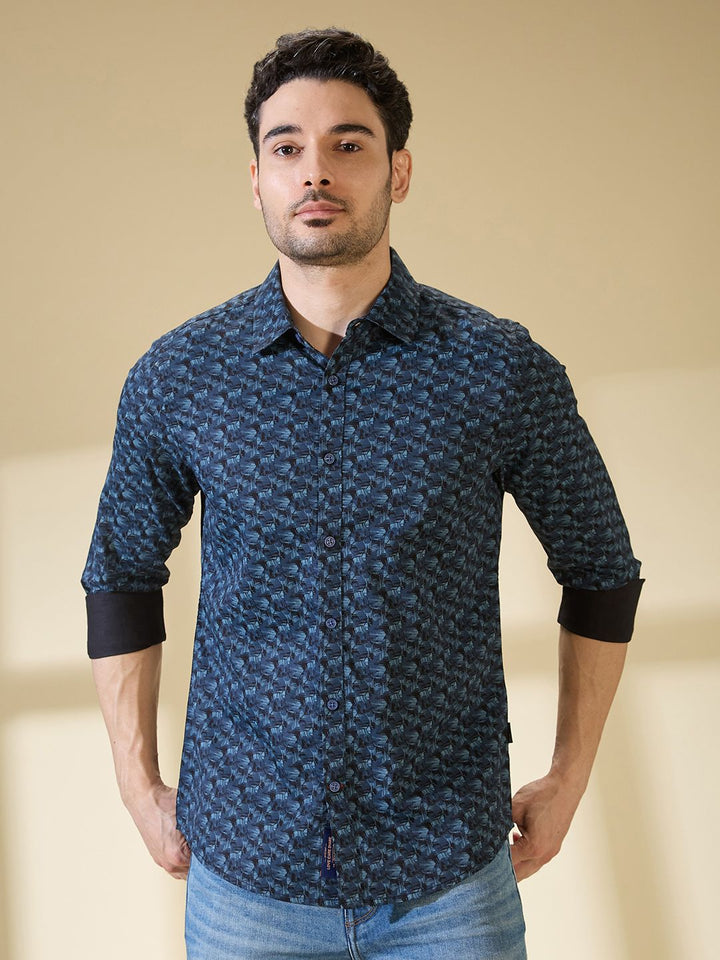 Being Human Pure Cotton Slim Fit Opaque Printed Casual Shirt