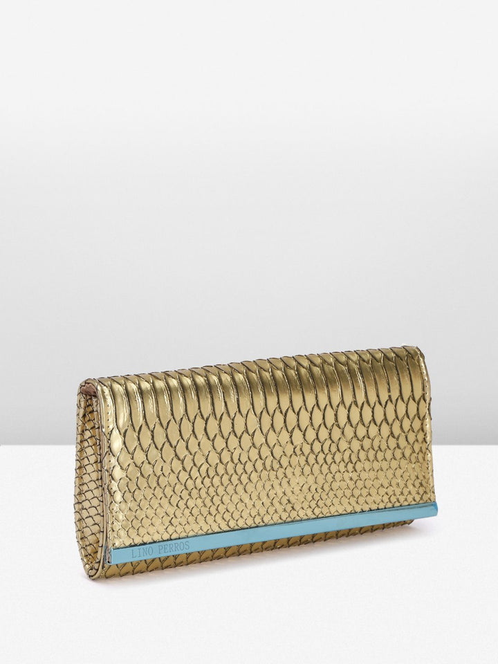 Lino Perros Women Snake Skin Textured Foldover Clutch