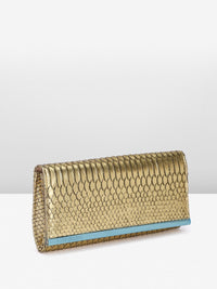 Lino Perros Women Snake Skin Textured Foldover Clutch
