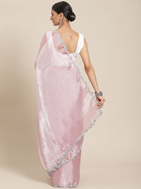 Tikhi Imli Pink Solid Embellished Border Saree