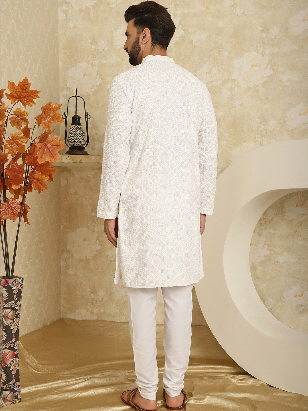 SOJANYA Kurta Kapas Tulen Bersulam Labuci dengan Set Pijama