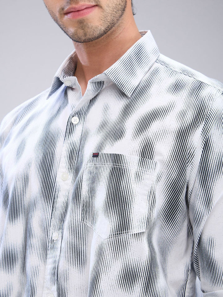 SPYKAR Men Slim Fit Opaque Abstract Printed Spread Collar Casual Shirt
