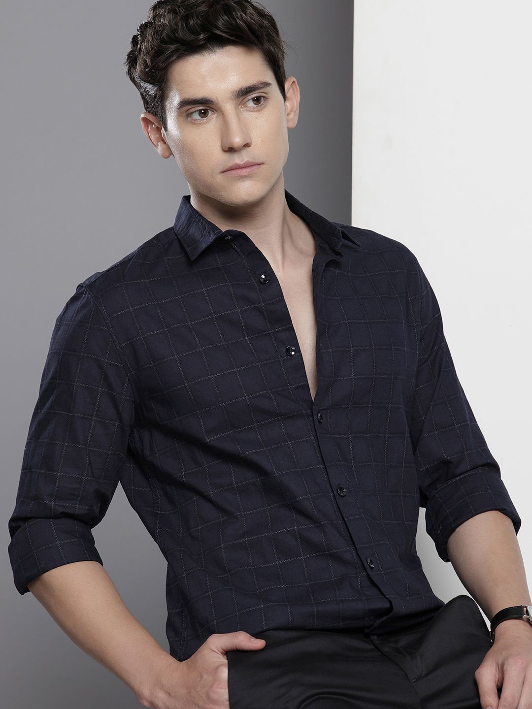 The Indian Garage Co Slim Fit Checked Casual Shirt