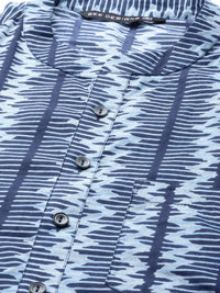 See Designs Men Blue Geometric Print Block Print Handloom Pure Cotton Straight Kurta
