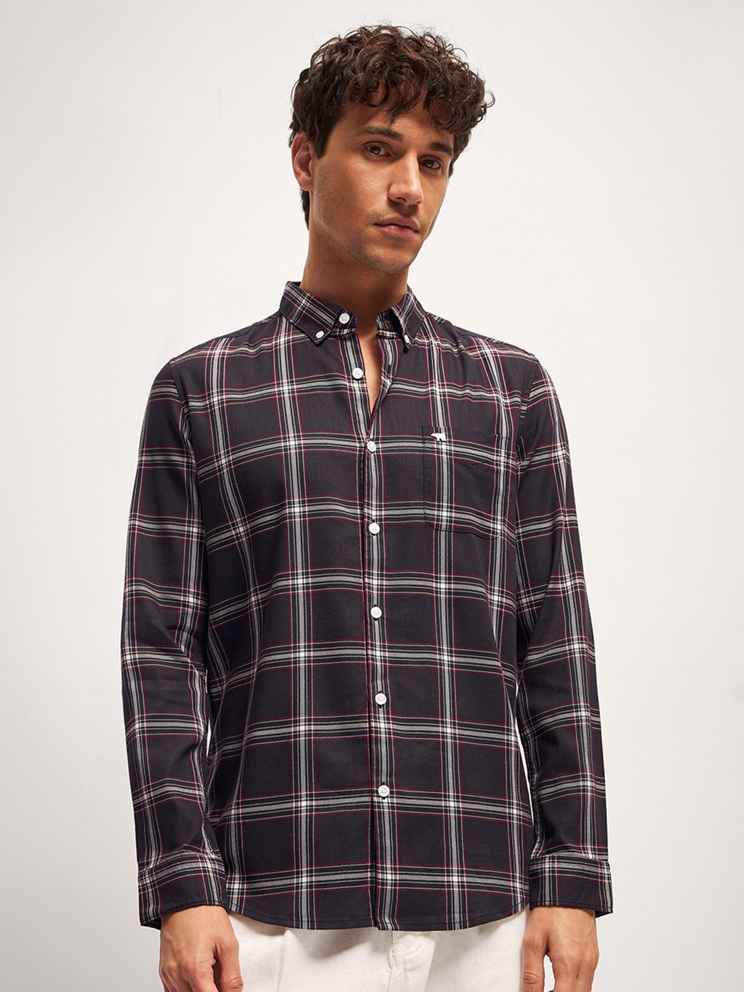 THE BEAR HOUSE Men Tartan Checks Slim Fit Casual Shirt