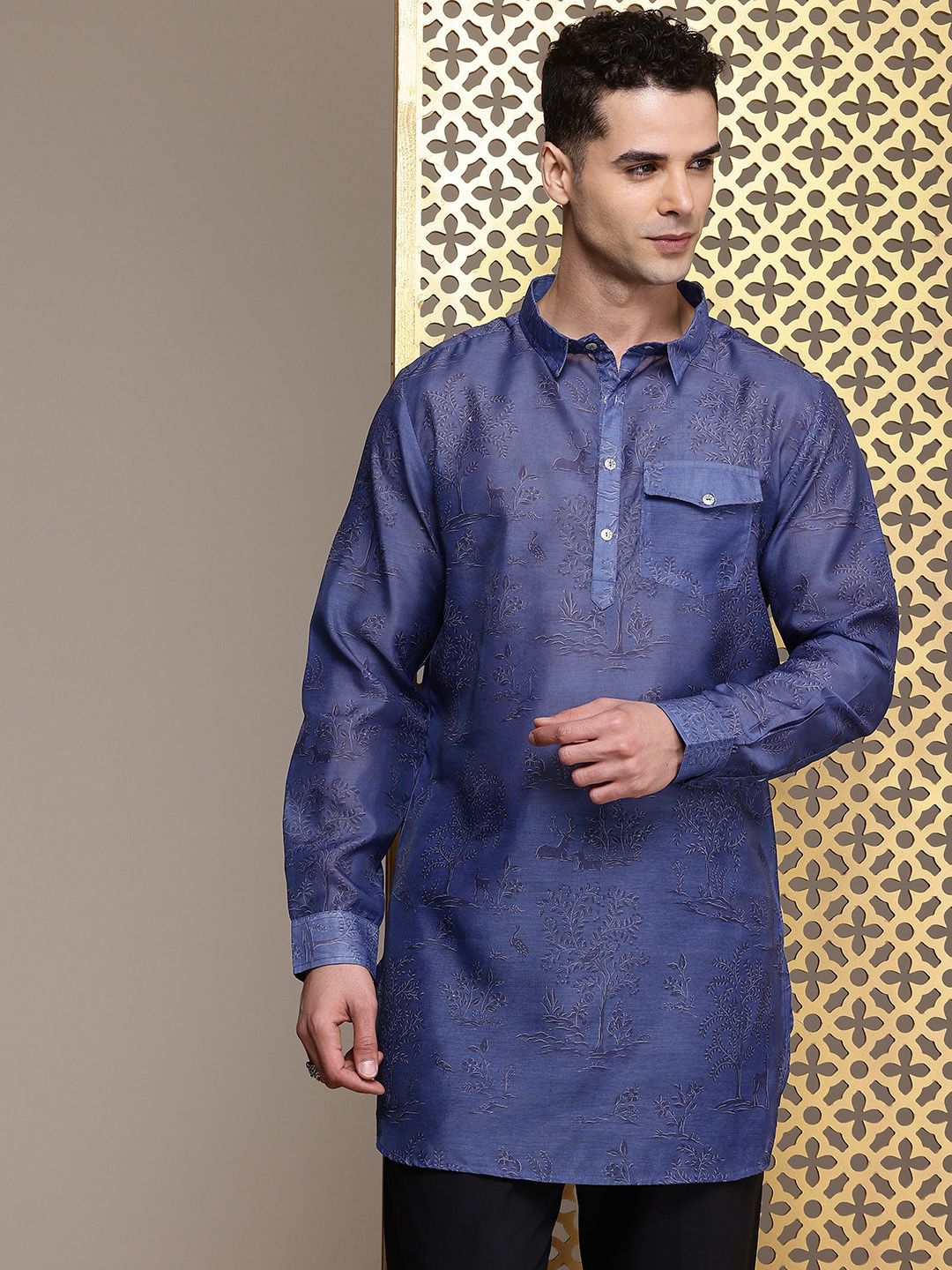 Rumah Pataudi Animal Graphic Printed Jashn Kurta