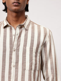 ether Men Classic Cotton Linen Striped Shirt
