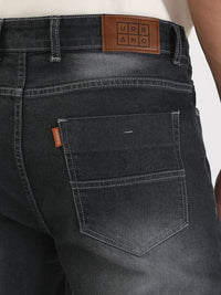 Urbano Fashion Men Dark Grey Straight Fit Washed Jeans