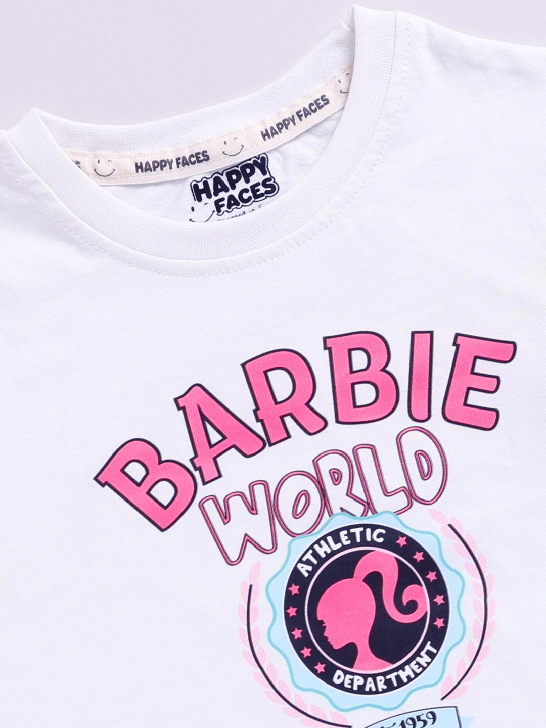 Happy Faces Girls Barbie Print Pure Cotton T-shirt