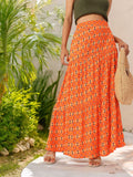 DressBerry Women Heritage Printed Maxi Tiered Skirt