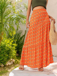 DressBerry Women Heritage Printed Maxi Tiered Skirt